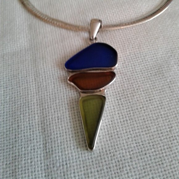 Charles Albert Jewelry - Dramatic Beach Glass & Sterling Silver Necklace